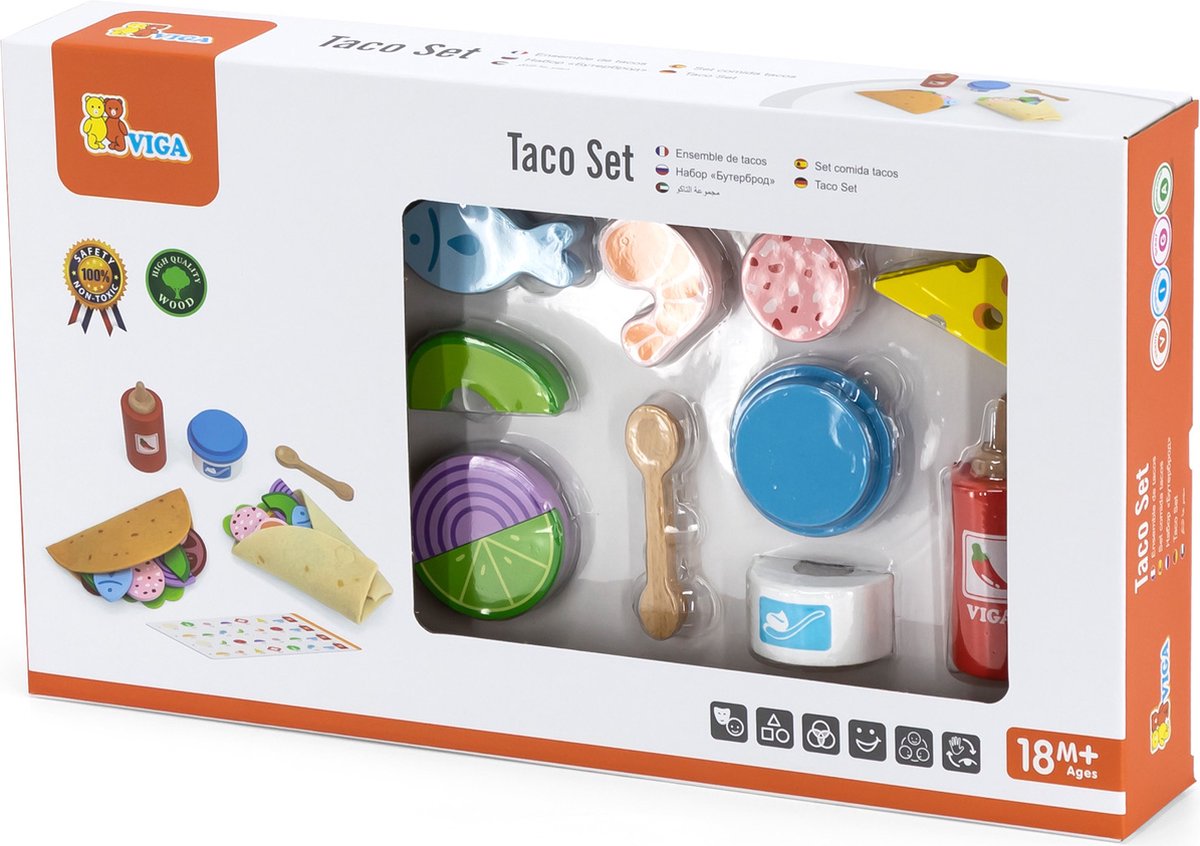 Vigatoys viga Toys® set di cibi e bevande giocattolo per tacos