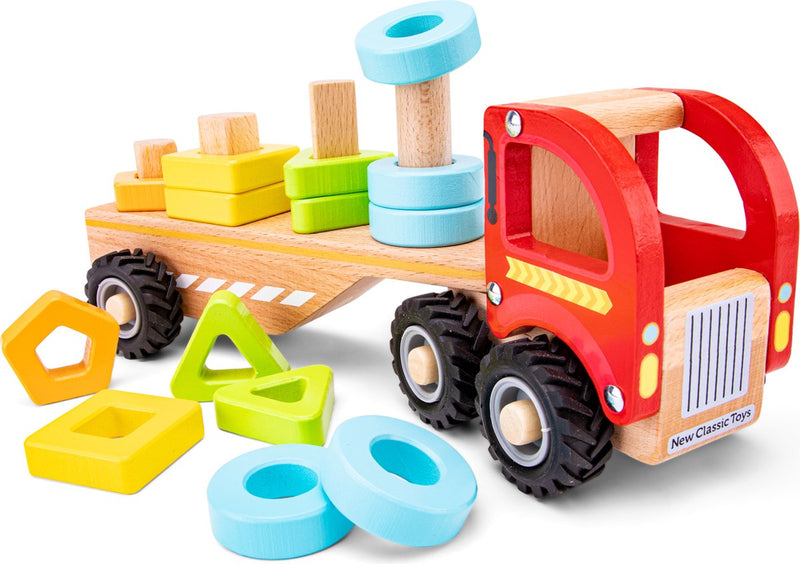 Woet ® camion giocattolo a forma di legno - camion di smistamento con forme geometriche - stimola le capacità motorie, riconoscimento della forma - veicolo giocattolo - giocattoli educativi - da 18 mesi