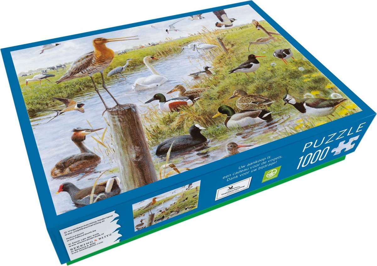 Bekking blitz - puzzel - 1.000 stukjes - kunst - weidevogels - elwin van der kolk - vogelbescherming nederland