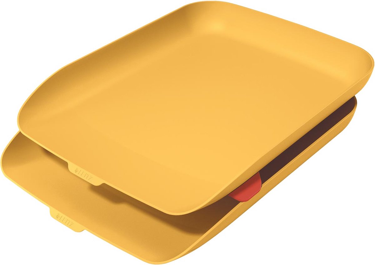 Leitz Cosy Set de 2 bandejas para cartas - Bandejas para formatos A4 y C4 - Ideal para la oficina en casa y trabajar desde casa - Amarillo cálido