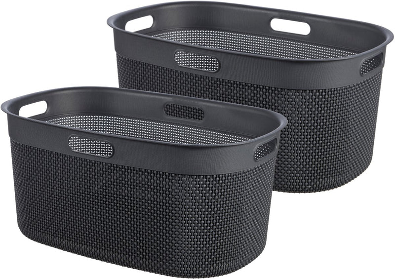 Cesto portabiancheria Curver Filo - 45 l - set da 2 pezzi - antracite