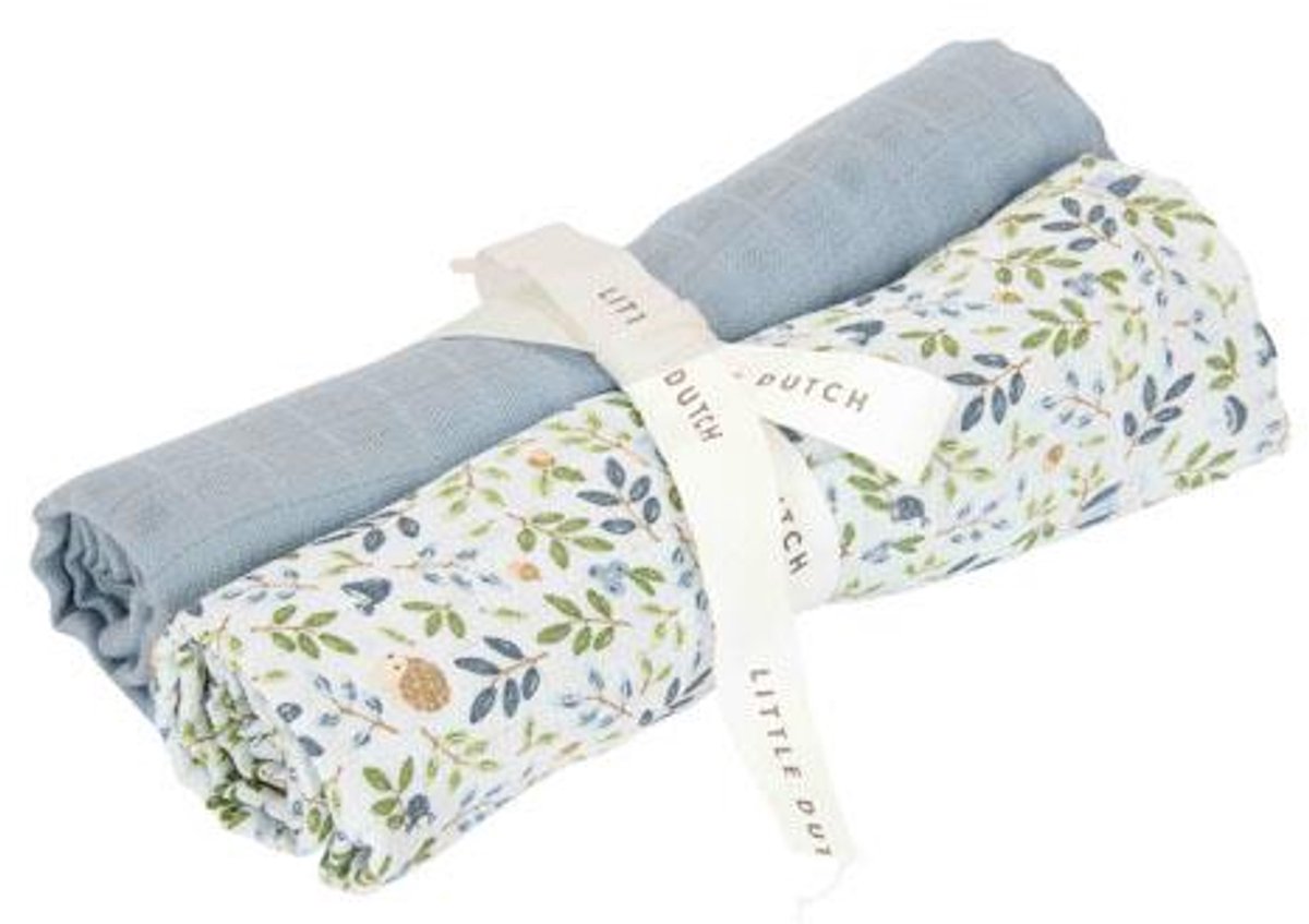 Little dutch swaddle - blauw - maat 70 cm - forest friends - forest adventure