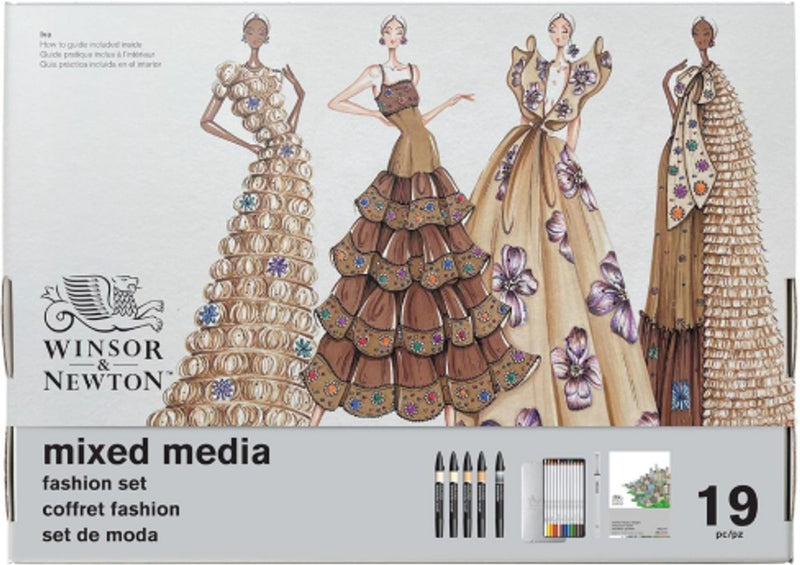 Winsor Newton 0290199 Mixed Media Fashion Set 19 pezzi – Pennarello professionale, matite colorate Fineliner