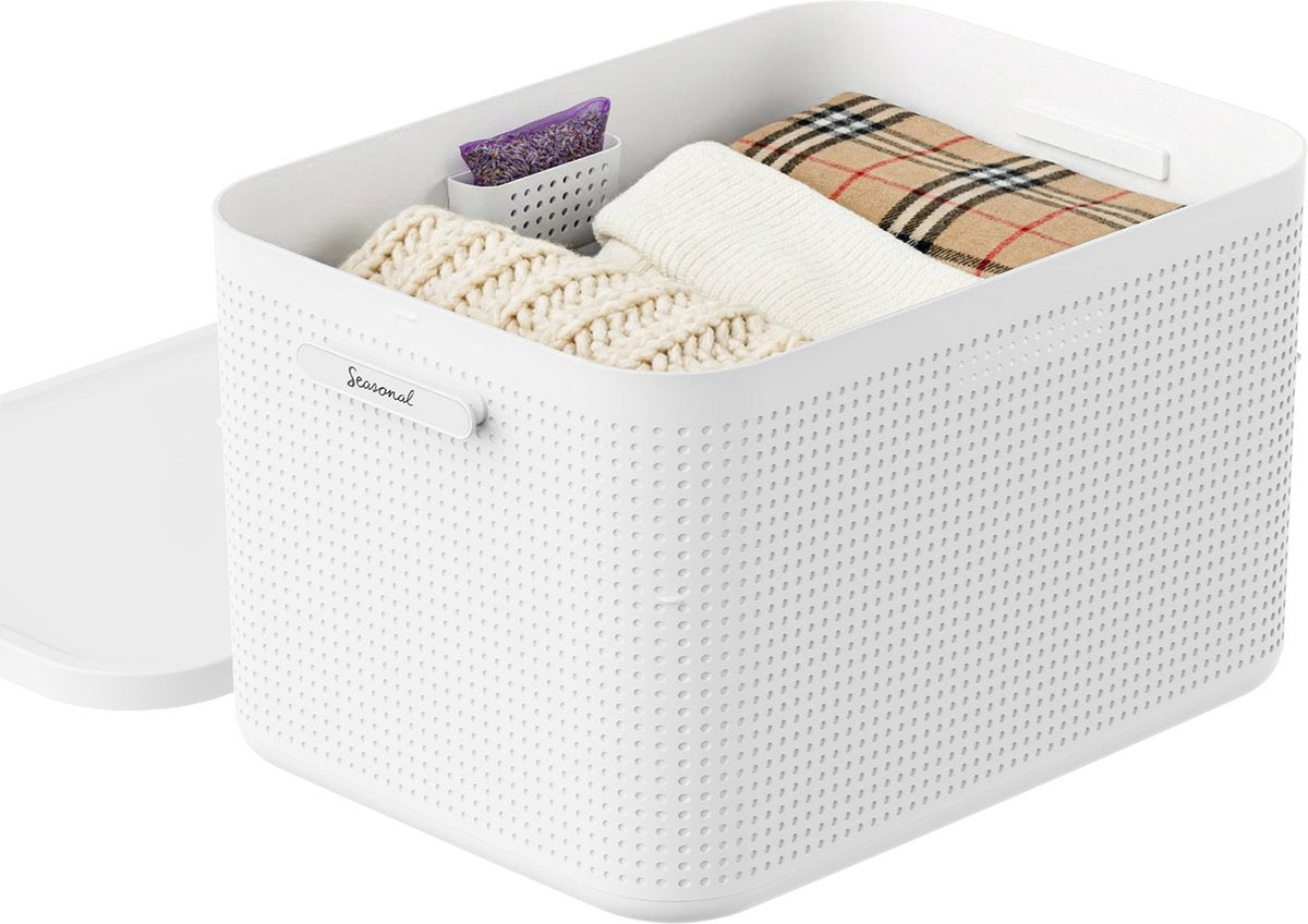 Caja de almacenamiento Rotho wop l - con tapa - blanco