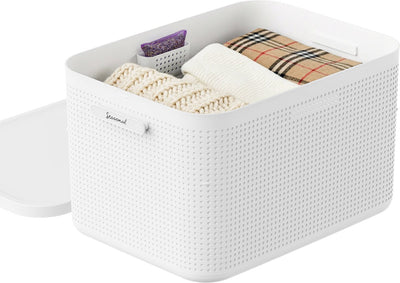 Caja de almacenamiento Rotho wop l - con tapa - blanco