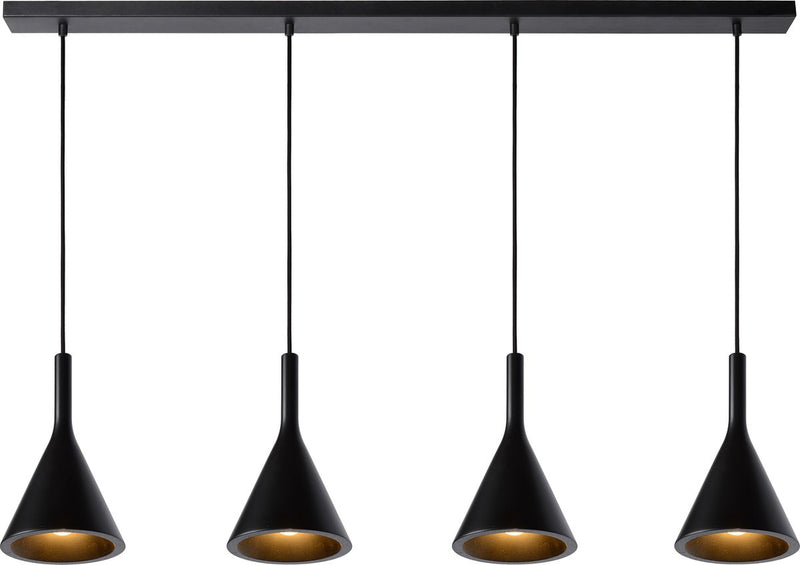 Lucide gipsy - lampada a sospensione - 4xe27 - nero - japandi