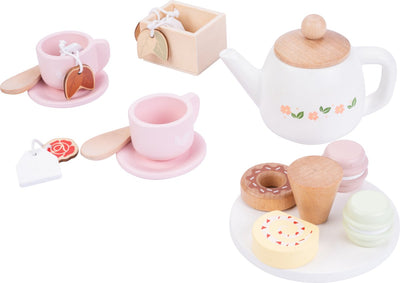 Juego de té de madera, 17 piezas.