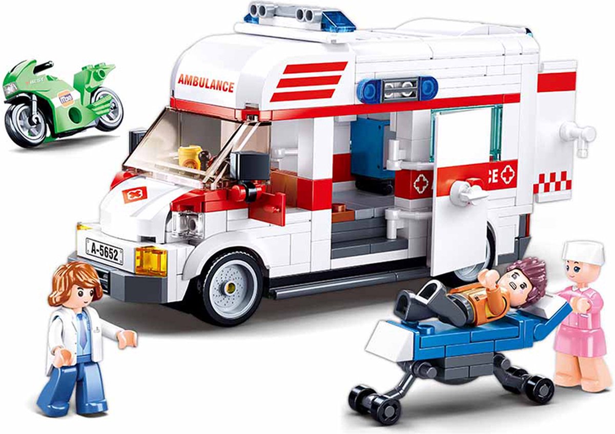 Ambulancia de la ciudad de Sluban juguetes de construcción para niños a partir de 6 años - caja de construcción de juguetes con 328 bloques de construcción - m38-b1065