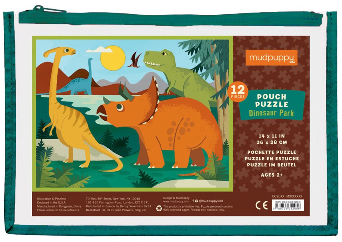 Puzzle Mudpuppy - parco dinosauri - 36x28 cm - 12 pezzi - 2 anni