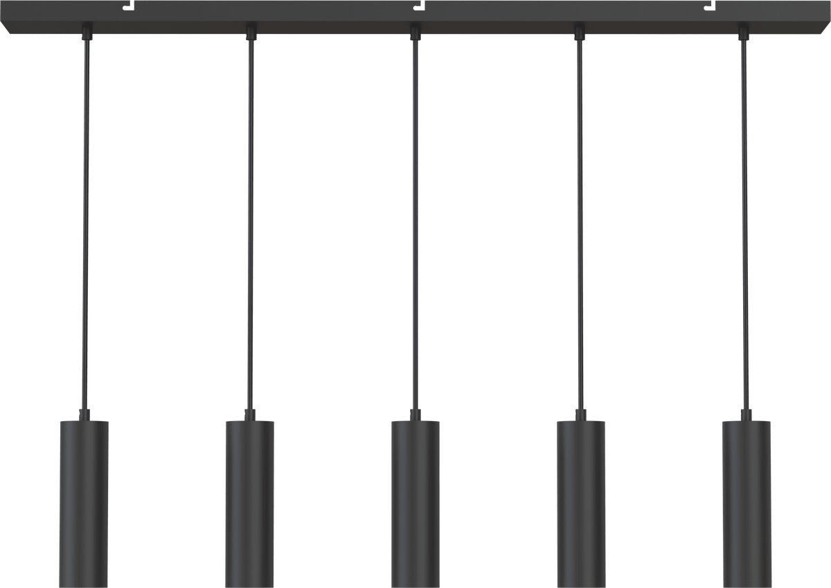 Lampada a sospensione Calex - gu10 - 5 luci - plafoniera - nero opaco - sala da pranzo - cucina - tavolo da pranzo - escl. fonte di luce