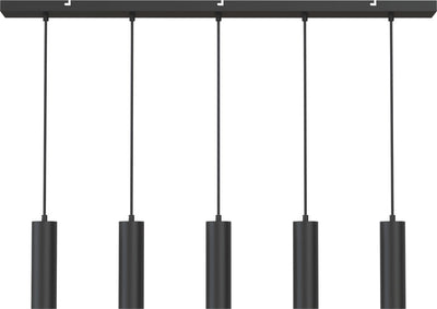 Calex hanglamp - gu10 - 5-lichts - plafondlamp - mat zwart - eetkamer - keuken - eettafel - excl. lichtbron