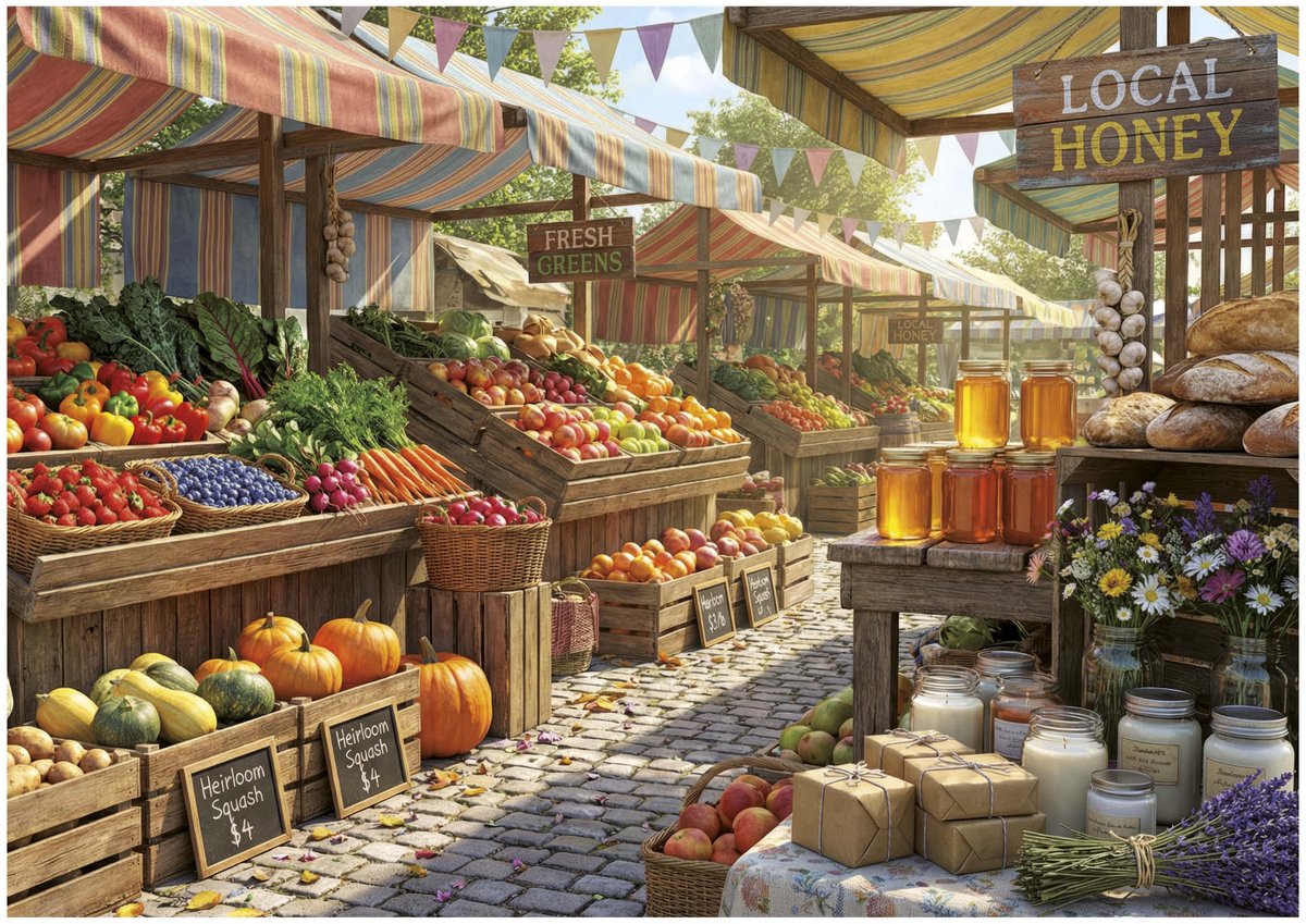 Educa xxl pieces - sunny farms market - 500 pieces.