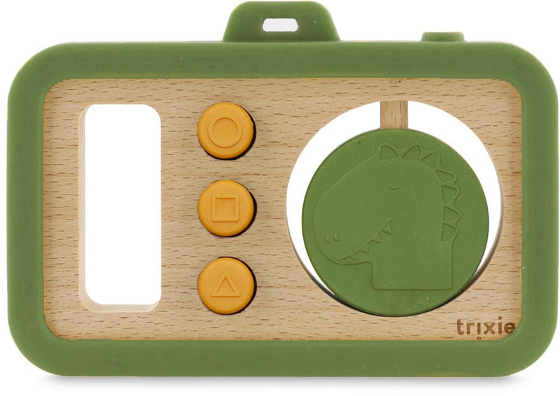 Trixie cámara para bebé de madera con silicona - mr. dino - 0m+ - juguete para la dentición - bonito como regalo de maternidad