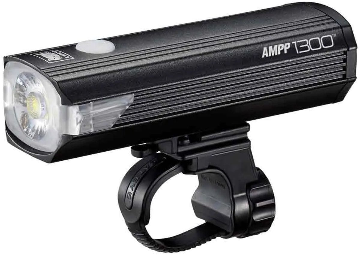 Luce frontale Cateye ampp1300 - lumen: 1300 - ricaricabile tramite USB - tecnologia lenti opticube - 5 modalità luce - nera