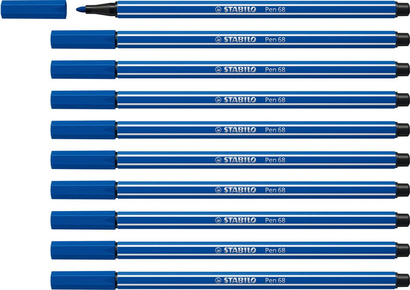 Stabilo pen 68 - pennarello premium - blu scuro - scatola da 10 pezzi