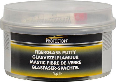 Protecton fiberglass filler - for repairing larger dents, holes and cracks - adheres to metal, wood, concrete, plastic - resistant to chemicals and weather influences - incl. tube of hardener - 1kg