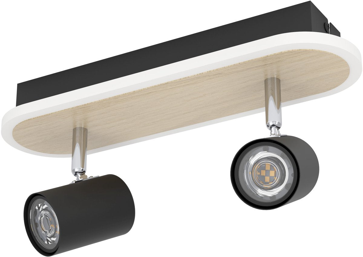 Eglo rimbocchi spot - led - 34 cm - zwart|bruin - dimbaar - lichtscenario's