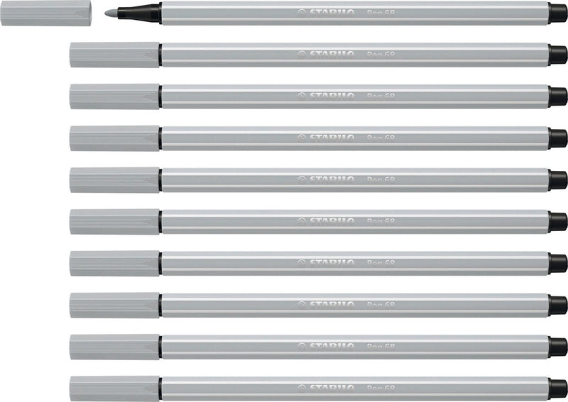 Stabilo pen 68 - pennarello premium - grigio chiaro - scatola da 10 pezzi