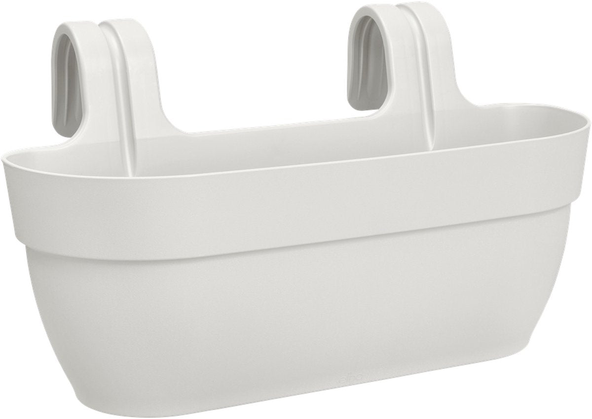 Elho vibia campana easy hanger l 46 - scatola da balcone con ganci per appendere - 100% plastica riciclata - ø 46,0 x h 26,5 cm - bianco seta