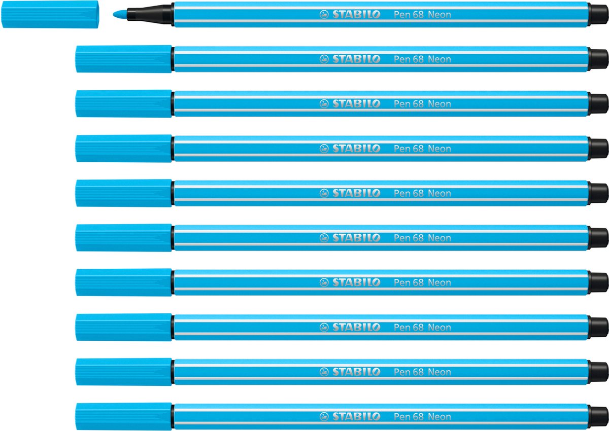 Stabilo pen 68 - pennarello premium - blu neon - scatola da 10 pezzi