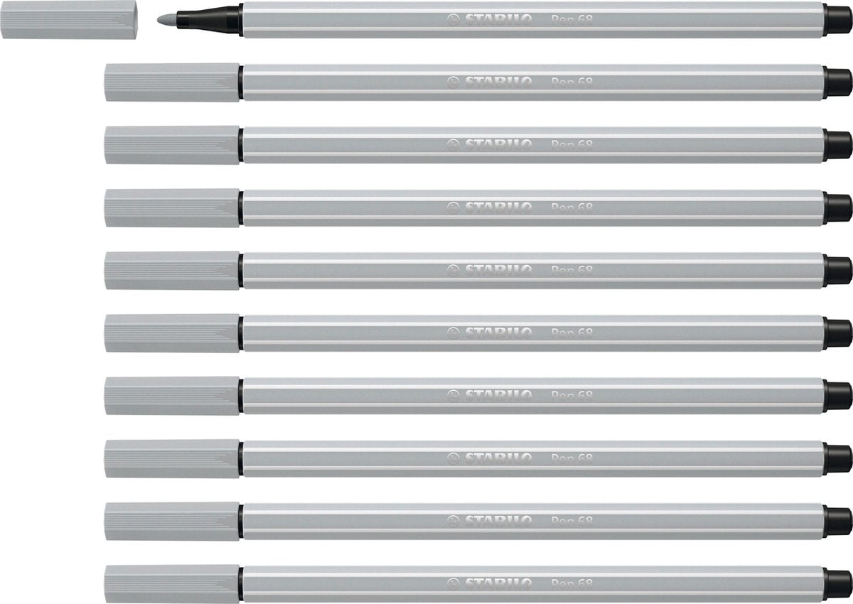 Stabilo pen 68 - premium viltstift - licht grijs - doos 10 stuks