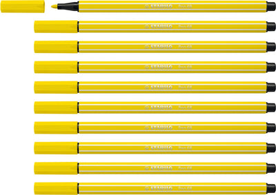 Stabilo pen 68 - rotulador premium - amarillo limón - caja de 10 piezas