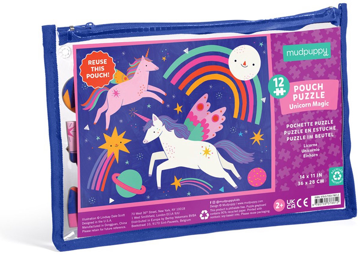 Puzzle Mudpuppy - unicorno magico - 36x28 cm - 12 pezzi - 2 anni