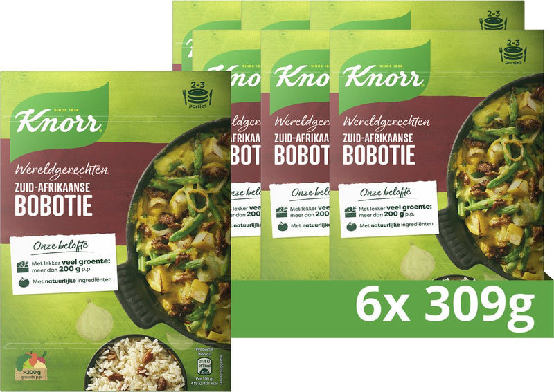 Pacchetto pasto Knorr World Piatti - bobotie sudafricano - veloce, facile e con tante verdure - 6 x 309 g