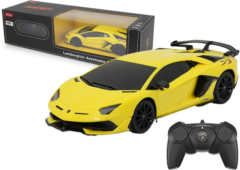 Jamara rc vehículo coche - 405187 coche rc - lamborghini aventador SVJ - 2,4 ghz - modelo rc amarillo listo para usar - coche controlado 1:24