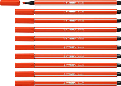 Stabilo pen 68 - rotulador premium - rojo claro - caja de 10 piezas