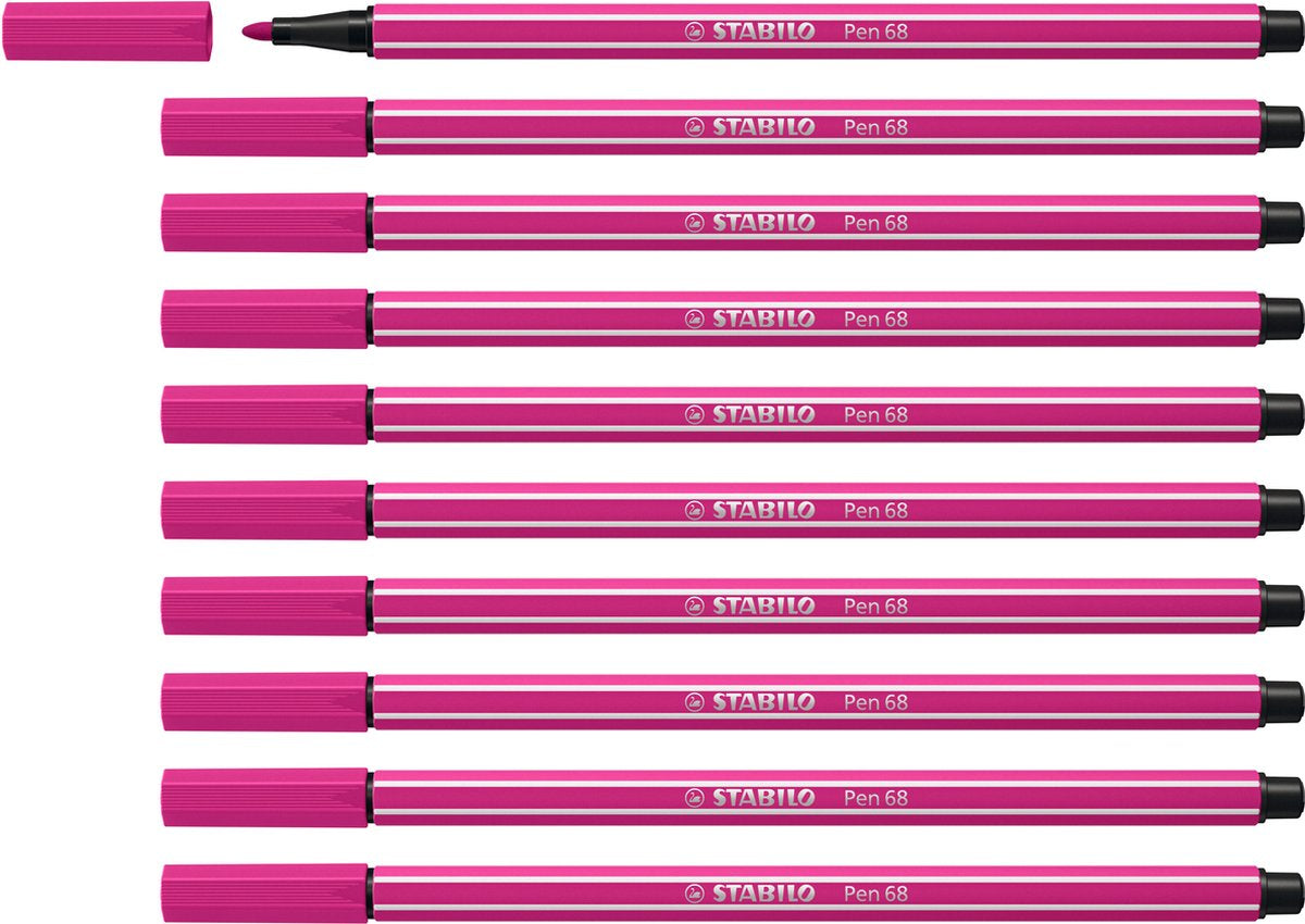 Stabilo pen 68 - premium felt-tip pen - pink red - box of 10 pieces