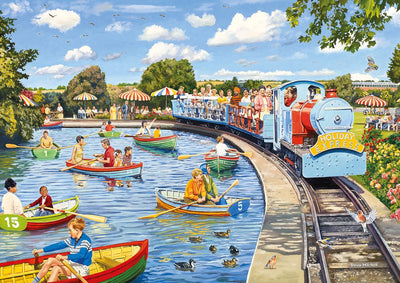 Gibsons - the boating lake (by trevor mitchell) - 1000 pieces 68×49cm (w×h) - jigsaw puzzle for adults