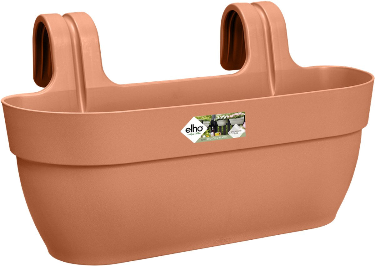 Elho vibia campana easy hanger l 46 - scatola da balcone con ganci per appendere - 100% plastica riciclata - ø 46.0 x h 26.5 cm - terra