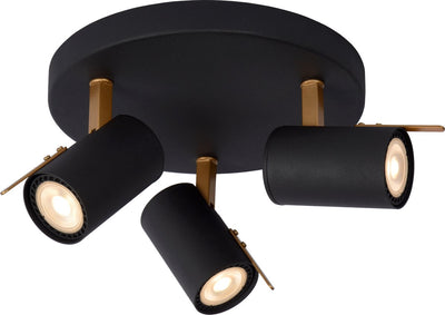 Lucide grony - foco de techo (lámpara de techo) - led regulable para calentar - gu10 - 3x5w 2200k 3000k - negro