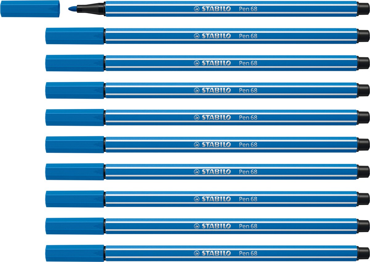 Stabilo pen 68 - rotulador premium - azul ultramar - caja de 10 piezas