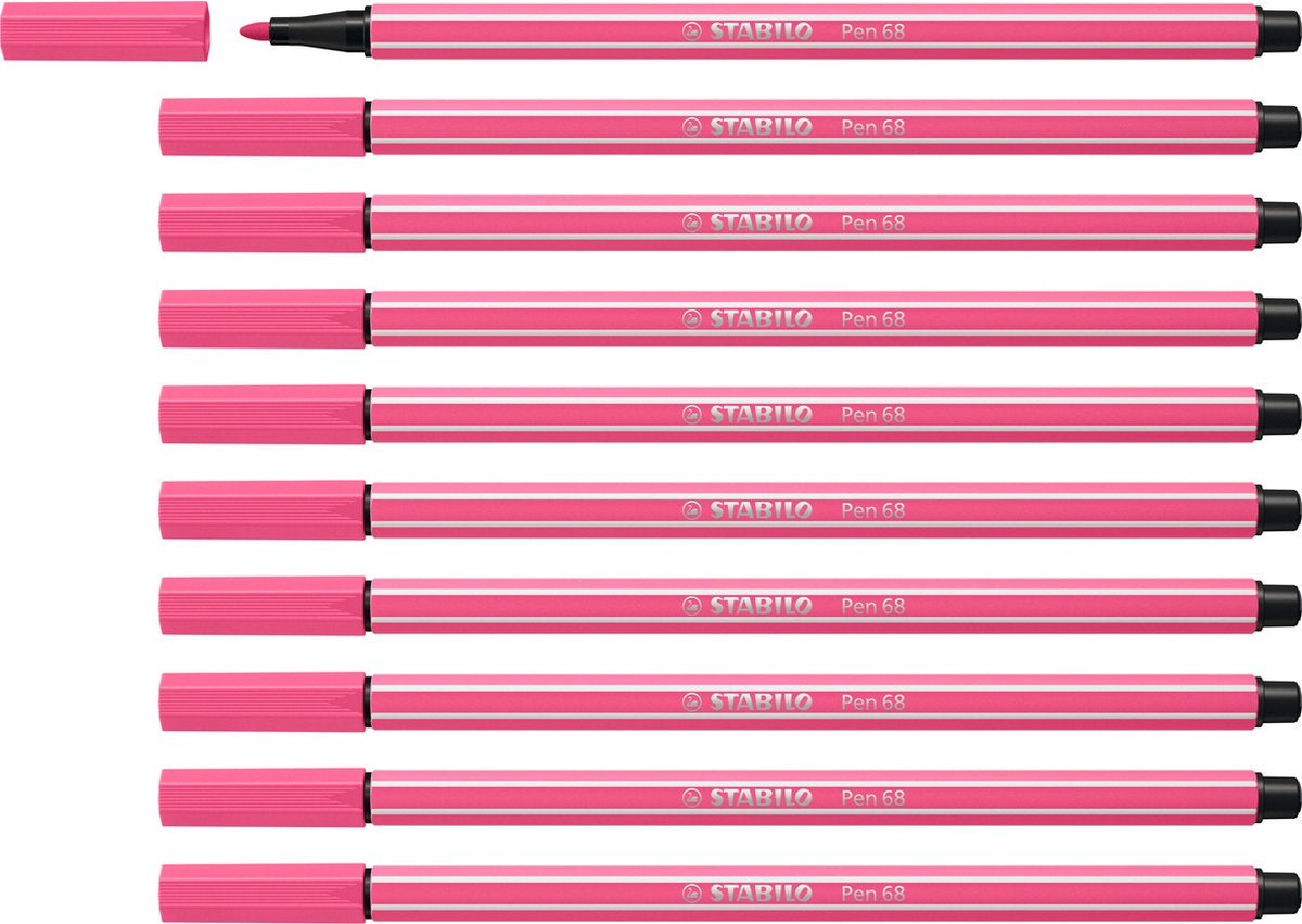 Stabilo pen 68 - premium viltstift - roze - doos 10 stuks