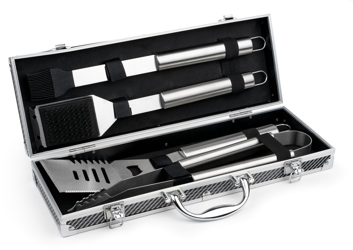 Leopold Vienna - Set di 4 utensili per barbecue in valigetta per barbecue - Accessori per barbecue