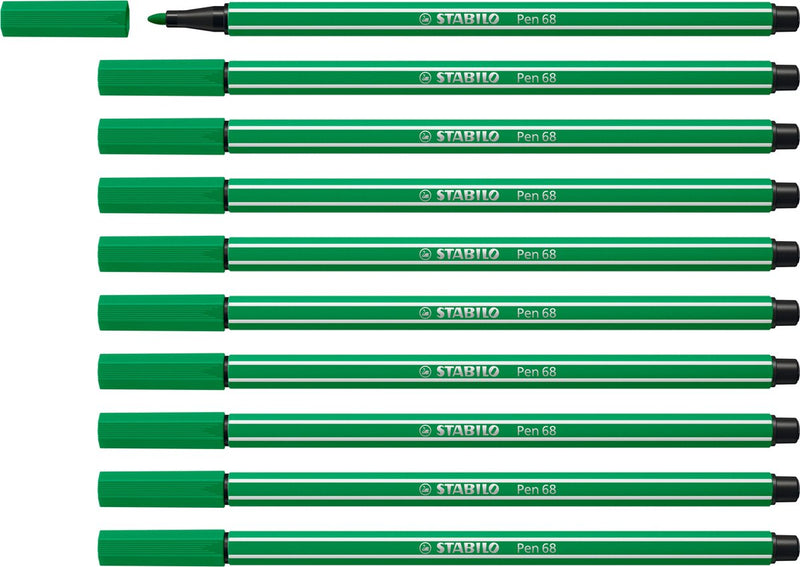 Stabilo pen 68 - rotulador premium - verde esmeralda - caja de 10 piezas