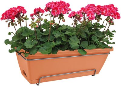 Elho barcelona allin1 50 - balkonbakken met ophanging - 100% gerecycled plastic - l49.5 x b27.5 x h18.5 cm - terra