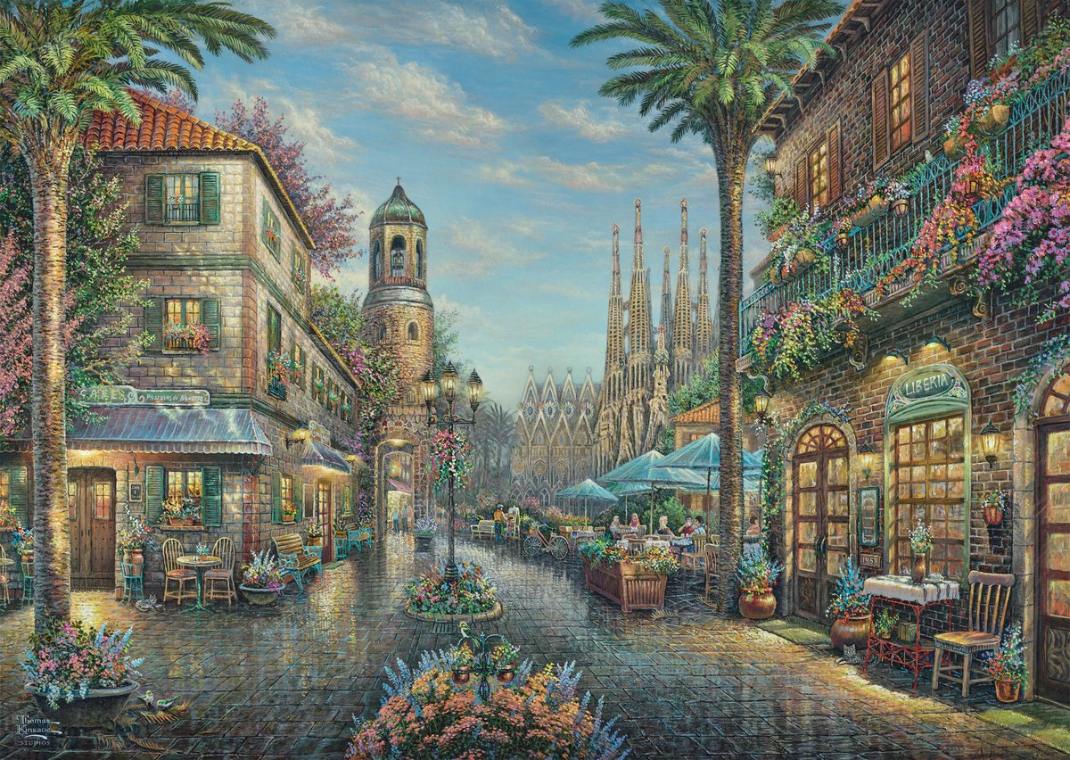 Schmidt - puzzle - Caffè di strada spagnolo - Thomas Kinkade Studios - 1000 pezzi - adulti - da 12 anni