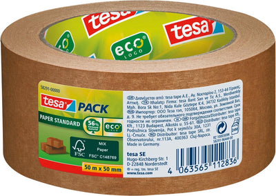 Tesa packaging tape pack® paper standard ecologo 50mx50mm brown | 6 pieces