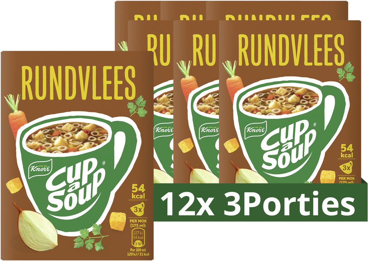 Knorr cup a soup - rundvlees - zonder smaakversterkers, kleurstoffen en conserveermiddelen - 36 porties