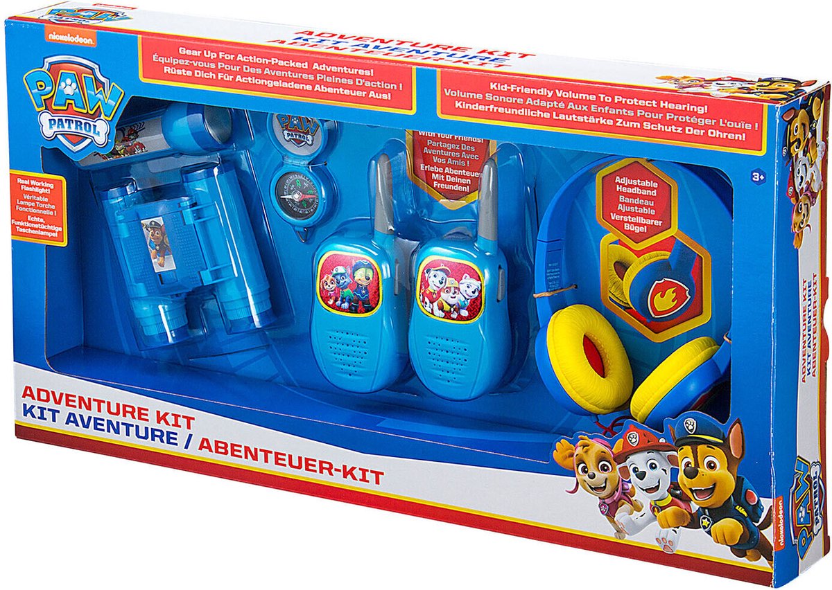 Ekids set de aventuras de patrulla canina - set de espía - walkie talkies - brújula - binoculares - auriculares - linterna