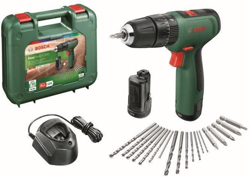 Imp bosch green easyact 1200 | trapano avvitatore a percussione a batteria | 2 posizioni | 12v| 2 batterie da 1,5 Ah + caricabatterie | nella custodia da trasporto - 06039d3105