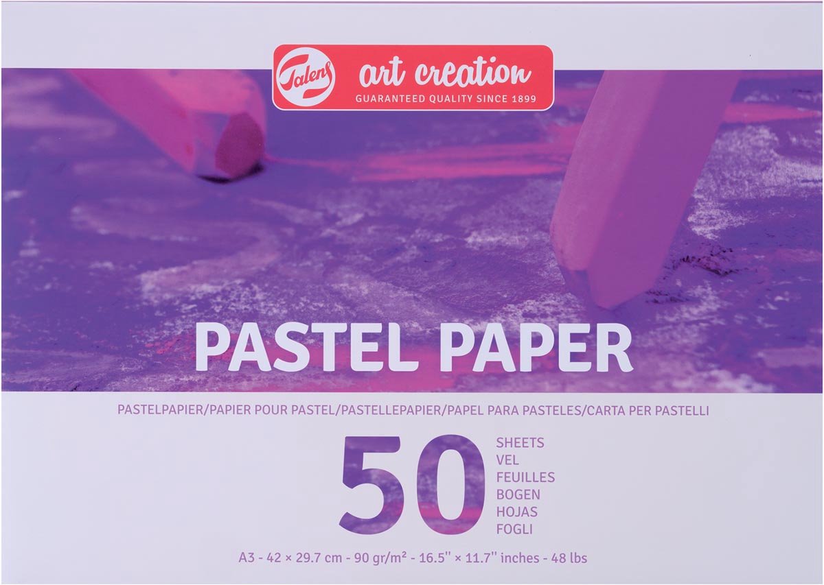 Van gogh talens art creation pastelpapier, 90 g, ft 29,7 x 42 cm, a3, blok van 50 vel 3 stuks