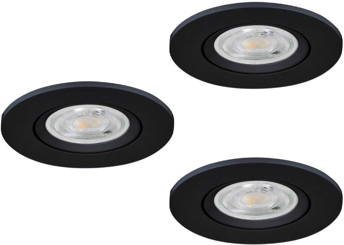 Faretto da incasso Eglo barranco - bagno - gu10 - ø 8,4 cm - nero - set da 3 pezzi