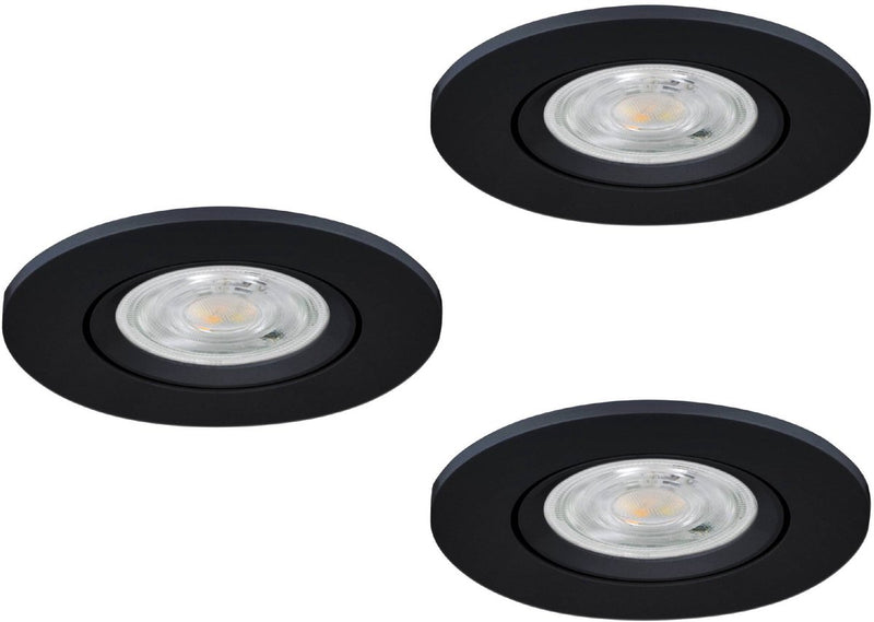 Eglo barranco inbouwspot - badkamer - gu10 - ø 8.4 cm - zwart - set van 3 stuks