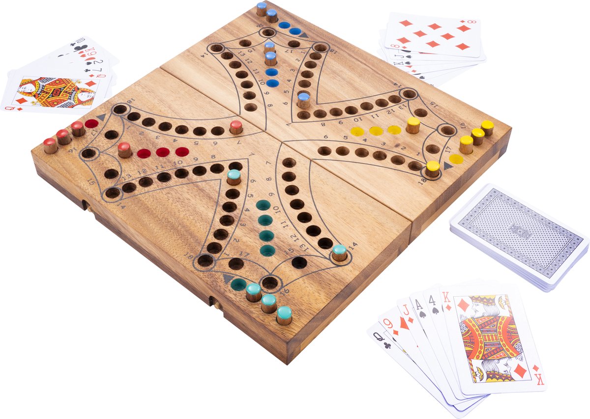Longfield toc pieghevole 4 giocatori - gioco da tavolo in legno - gioco di strategia adatto ai viaggi - gioco da tavolo classico - da 2 a 4 giocatori - cuore d'angelo