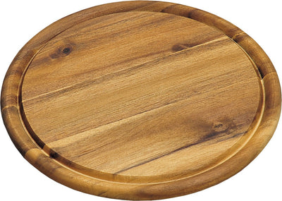 Kesper broodplank serveerplank snijplank - rond - met sapgroef - dia 25 cm - acacia hout