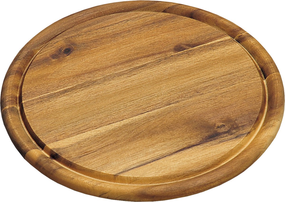 Tabla para cortar pan Kesper - redonda - con ranura para jugo - diámetro 25 cm - madera de acacia